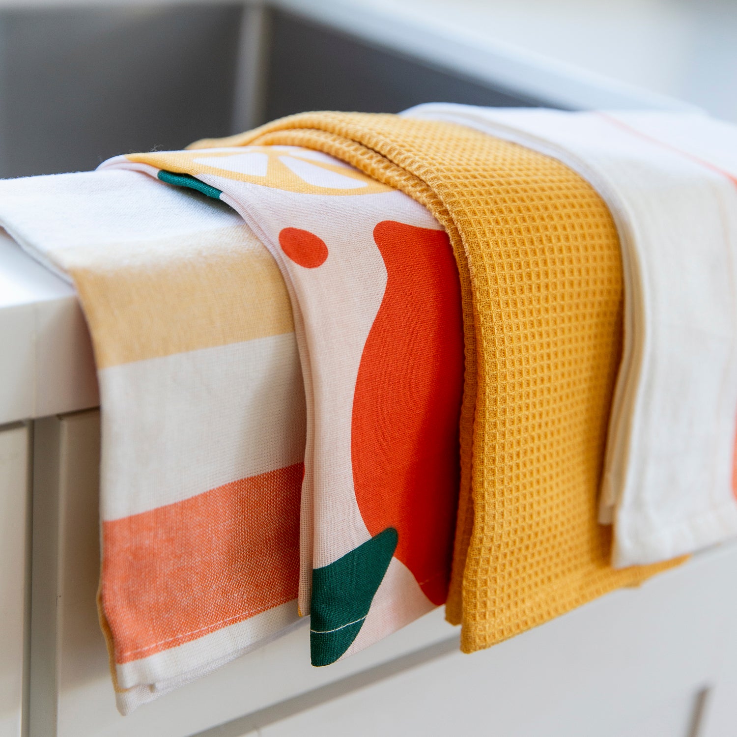 Beisseid Kitchen Dish Towels, Orange Slice Dish Cloth Fingertip Bath Towels  Cloth Fruit Pattern Hand Drying Soft Cotton Tea Towel Set, 18x28in 2PCS